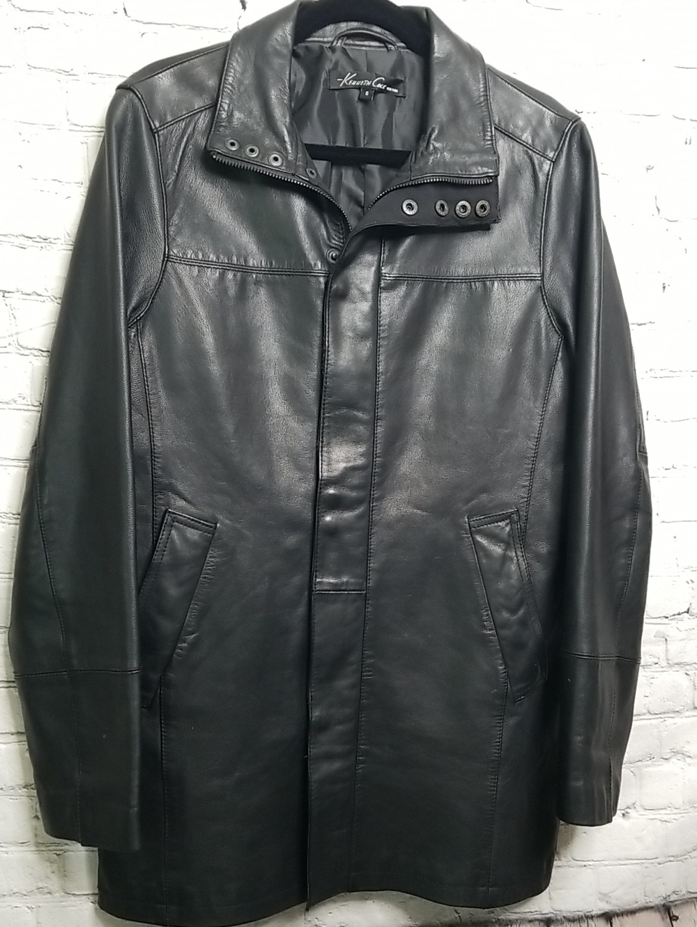 Kenneth Cole Leather Jacket Mens Small Zipper Snaps